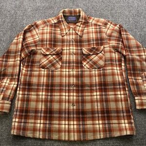 Vintage Pendleton Wool Board Flannel Plaid Loop Collar Flap Pockets Men's Large